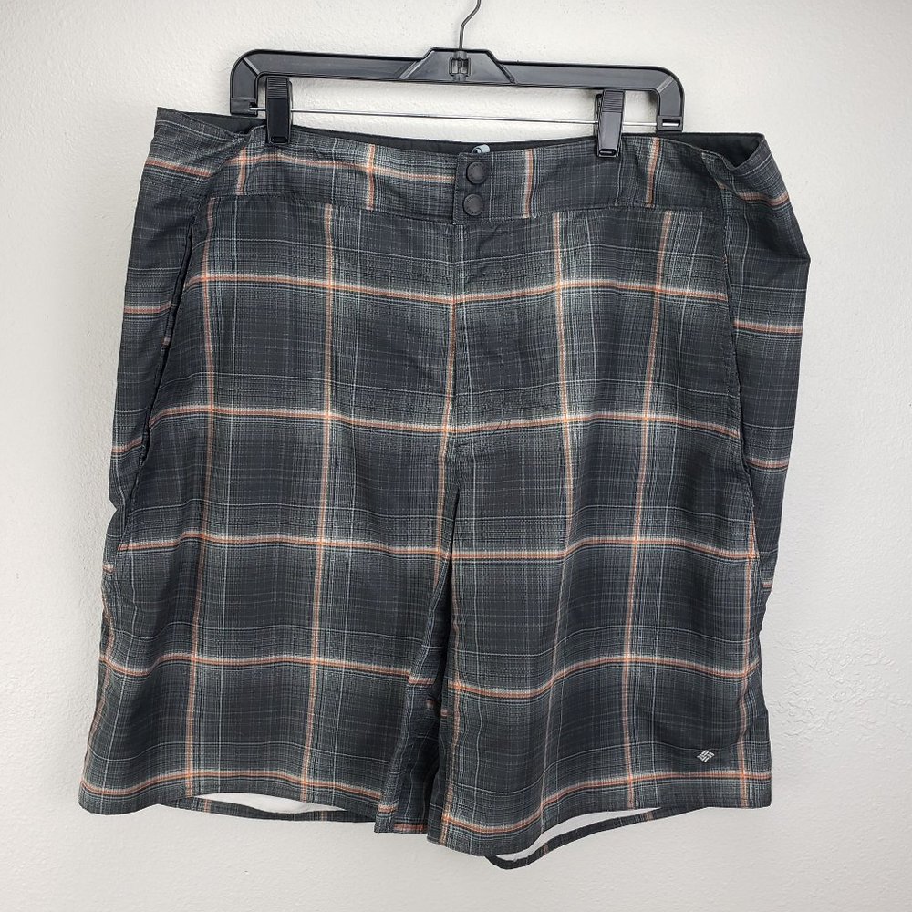 Columbia black/orange size‎ 42 plaid short stretchy swim Omni protection